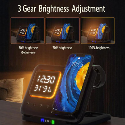 15W 5-in-1 Wireless Charging Stand with LED Clock