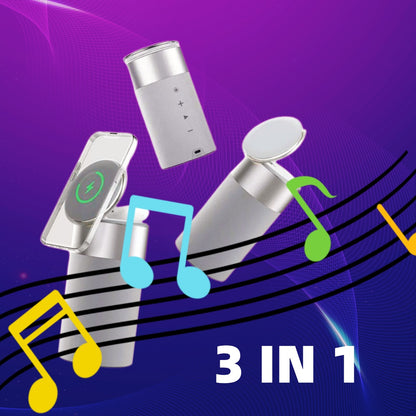 3-in-1 Wireless Charger & Bluetooth Speaker with Touch Lamp