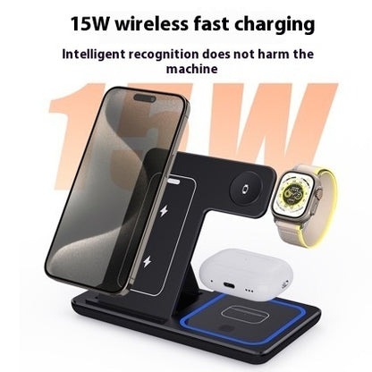 15W 3-in-1 Foldable LED Wireless Charger Stand