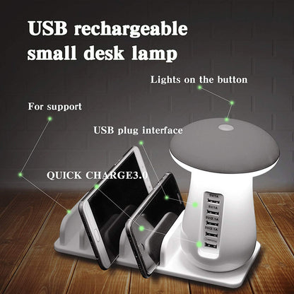 2-in-1 Mushroom LED Lamp with USB Charger