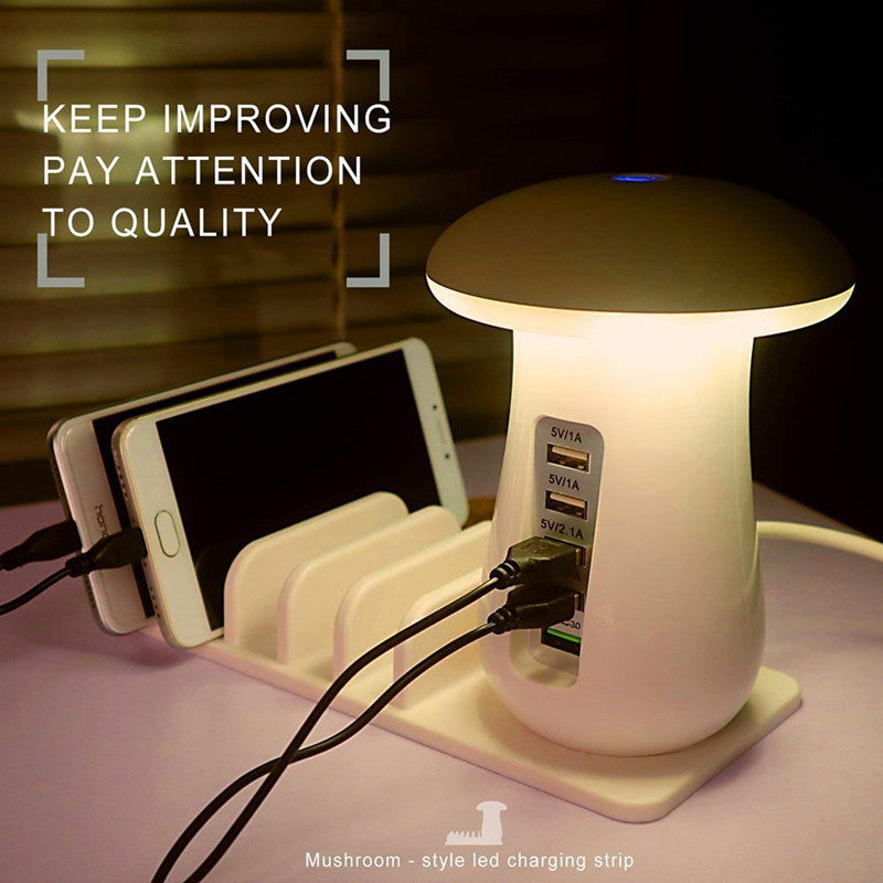2-in-1 Mushroom LED Lamp with USB Charger
