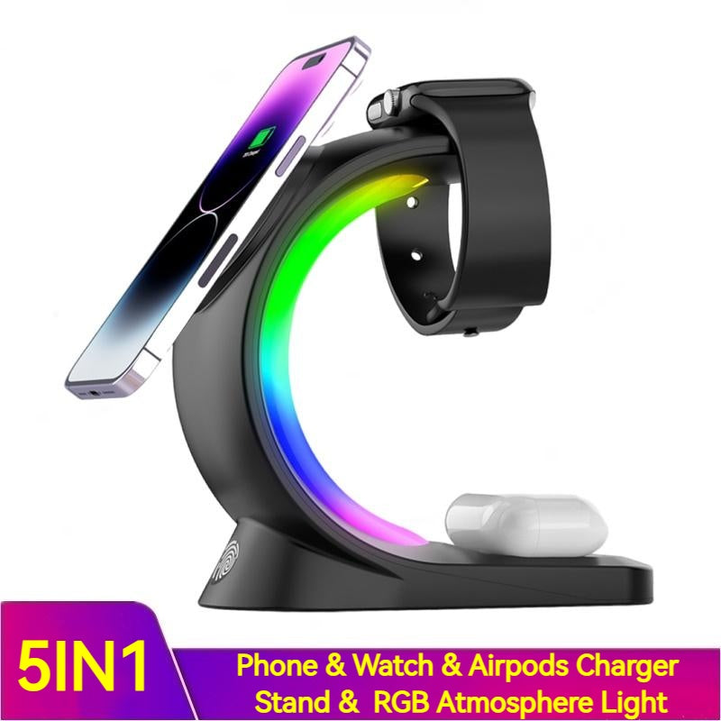 4-in-1 Magnetic Wireless Charger with Atmosphere Light