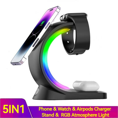 4-in-1 Magnetic Wireless Charger with Atmosphere Light