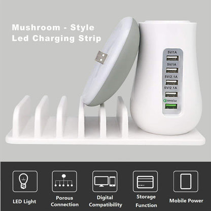 2-in-1 Mushroom LED Lamp with USB Charger