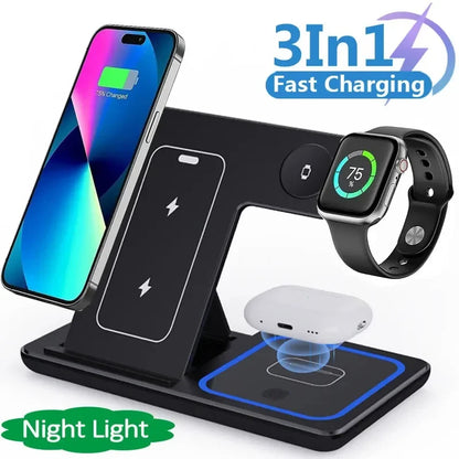 15W 3-in-1 Foldable LED Wireless Charger Stand